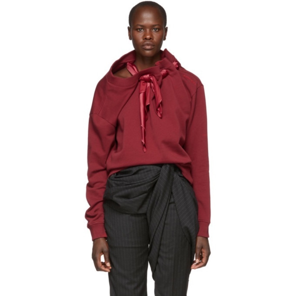 Y/Project Scarf Detail Sweatshirt Bordeaux Red Size Small